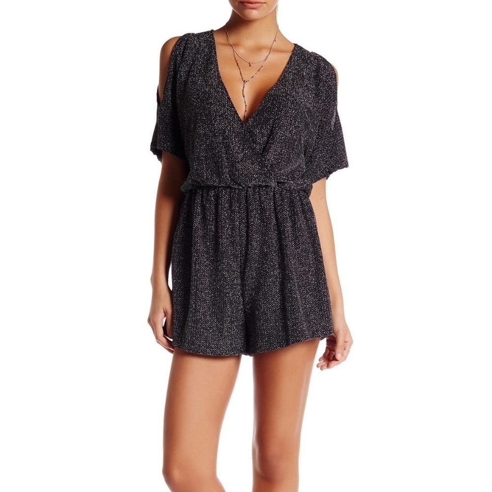 ASTR cold shoulder silver romper size S